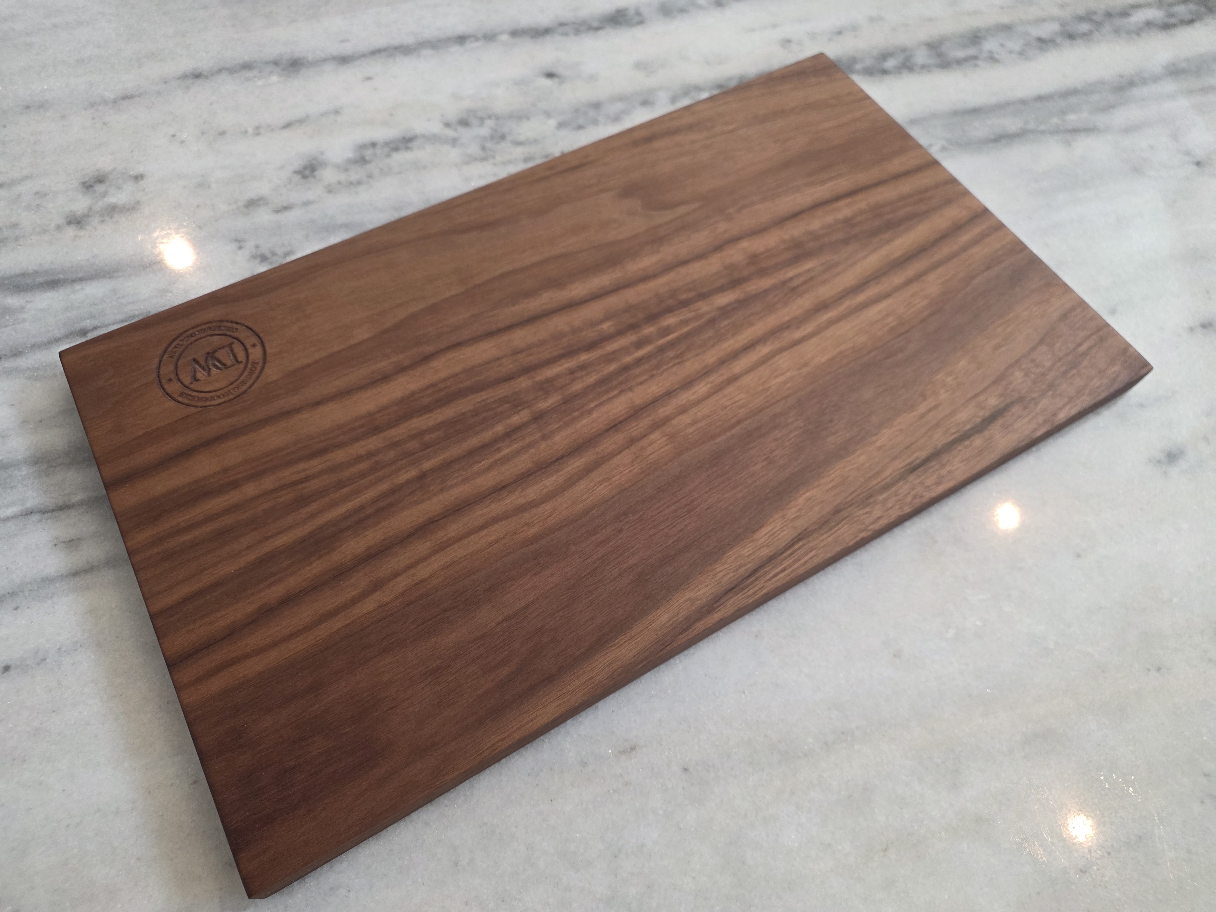 Solid American Black Walnut Charcuterie Serving Platter with Downing Woodworks Branded Roundel